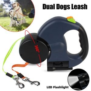 ad904fdf-8b25-4b50-81ca-c7a16cd4c3a7.jpg Retractable Dog Leash For Small Dogs Reflective Dual Pet Leash Lead 360 Swivel No Double Dog Walking Leash With Lights Pet Products