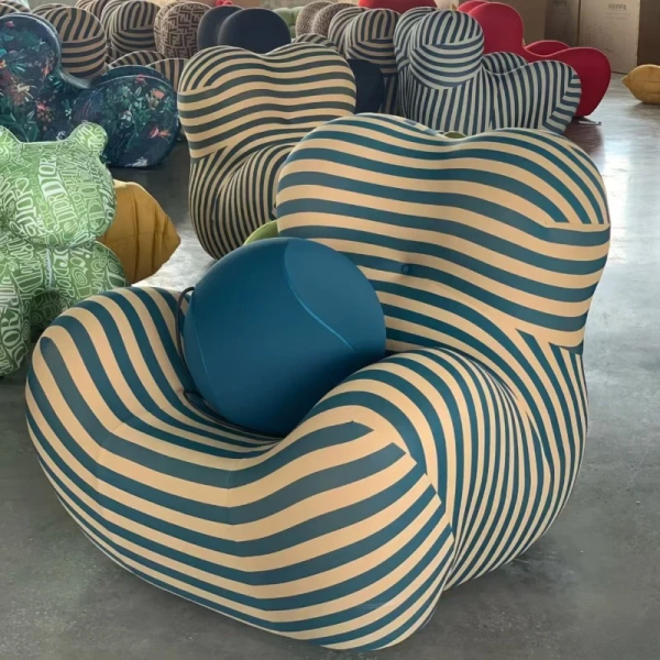 Vacuum Compression Sofa, Mom's Hug Sofa, Creative Hug Sofa, Modern Striped Bean Bag Sofa with Footrest, Customizable